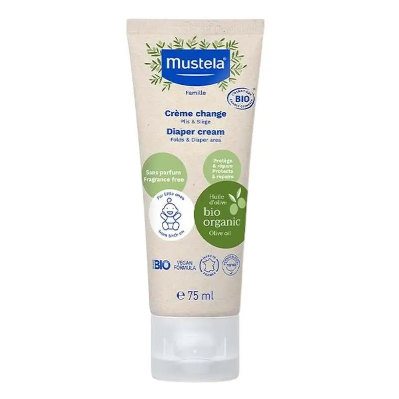 Creme orgânico para fraldas Mustela, tubo de 75 ml