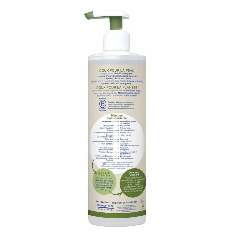 Gel champô biológico Mustela, 400 ml
