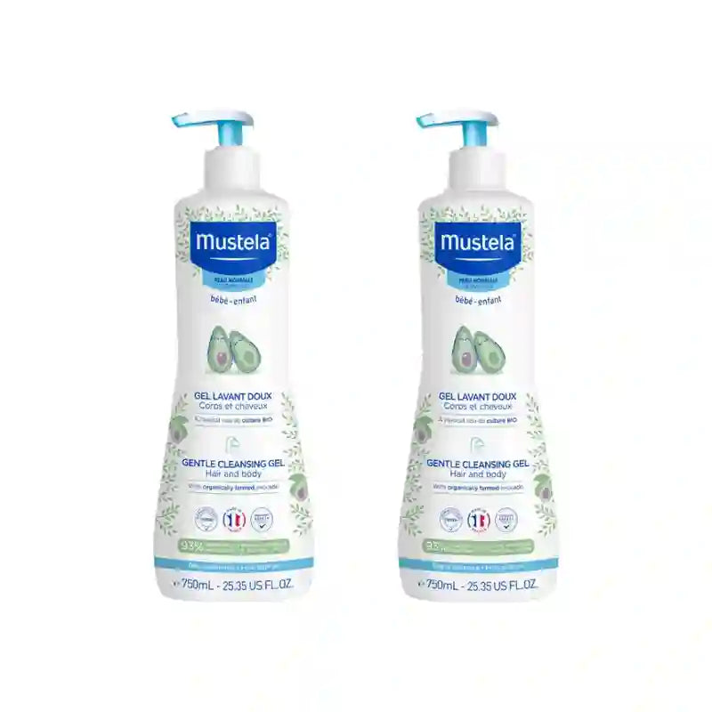 Mustela Gel de Banho Suave com Abacate Bio, 2X750 Ml