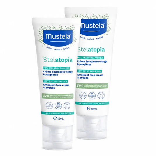 Mustela Stelatopia Creme Emoliente Rosto, embalagem 2 x 40 ml