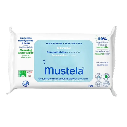 Mustela Toalhetes à Água de Algodão BIO, 60 Unidades