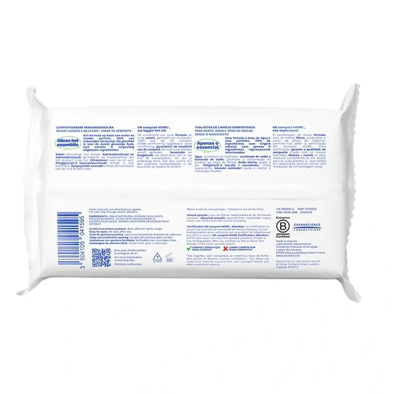 Mustela Toalhetes à Água de Algodão BIO, 60 Unidades