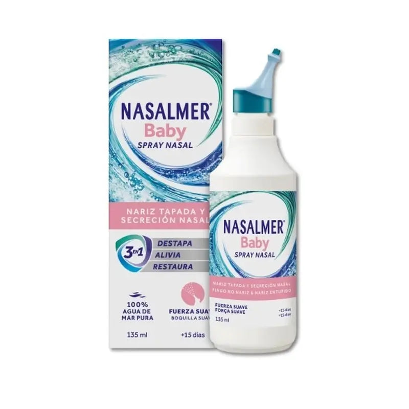 Nasalmer Bebé, Limpeza Nasal Suave com Água do Mar, 135 ml Spray