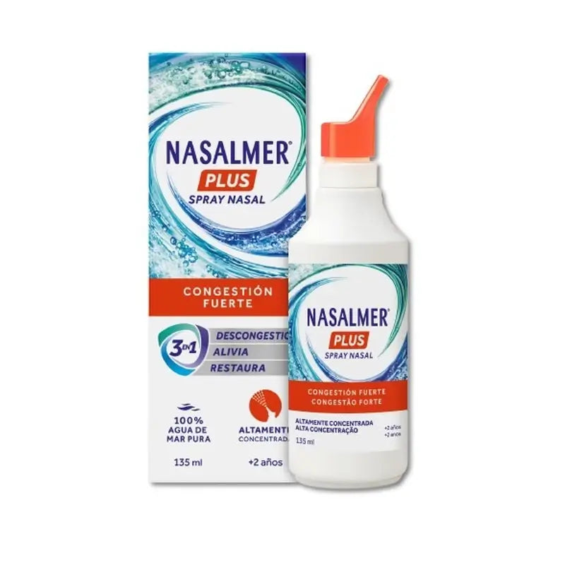 Nasalmer Plus, Descongestionamento Nasal e Alívio da Congestão Grave, 135 ml Spray