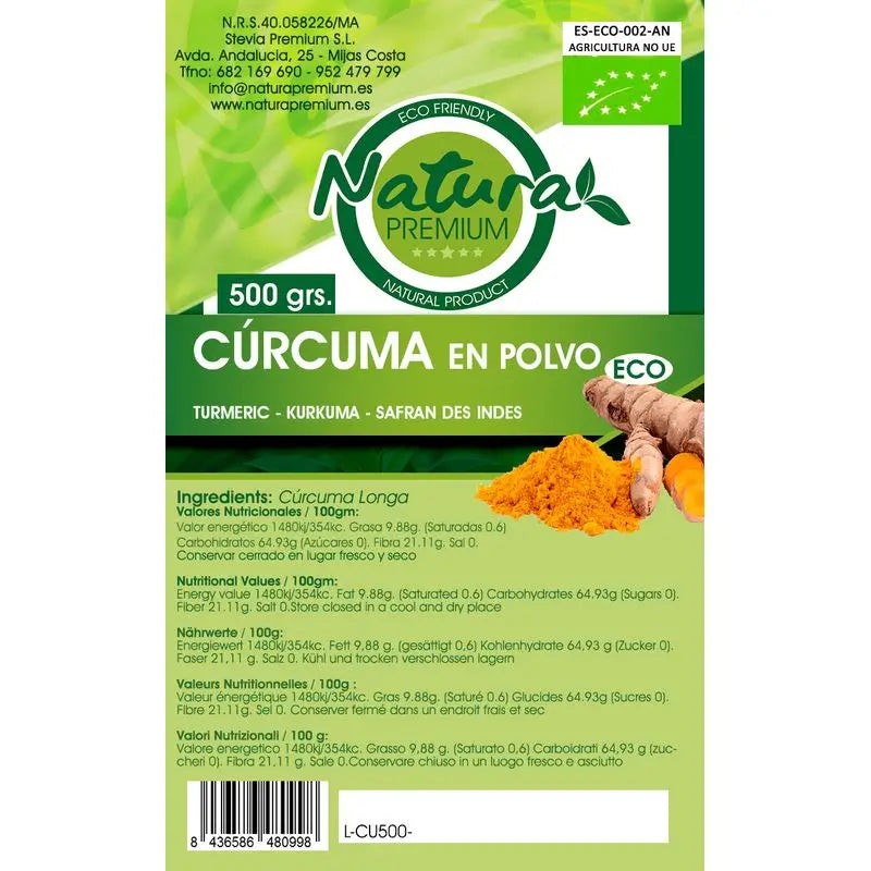 Natura Premium Curcuma em pó orgânico , 500 gr