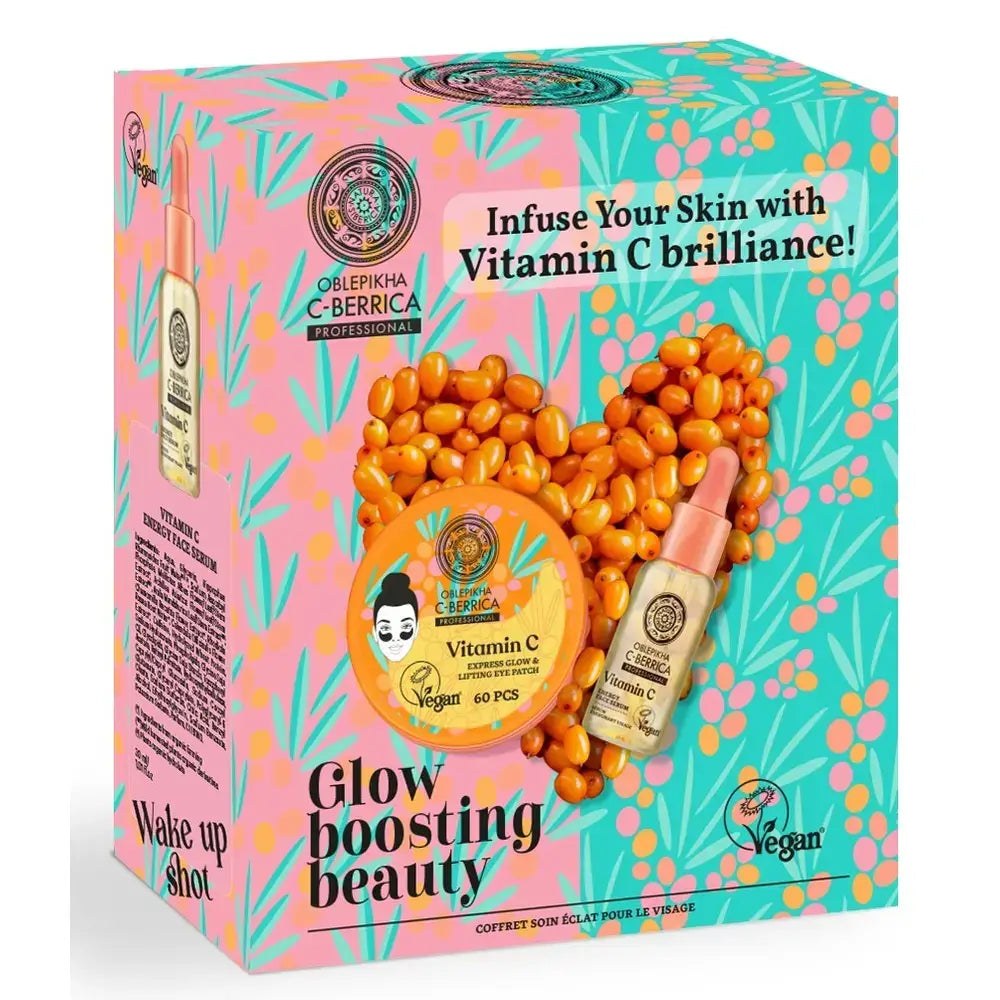 Conjunto de oferta Natura Siberica Oblepikha Cberrica Patches para o Contorno dos Olhos, 60 pcs + Sérum Energizante, 30 Ml