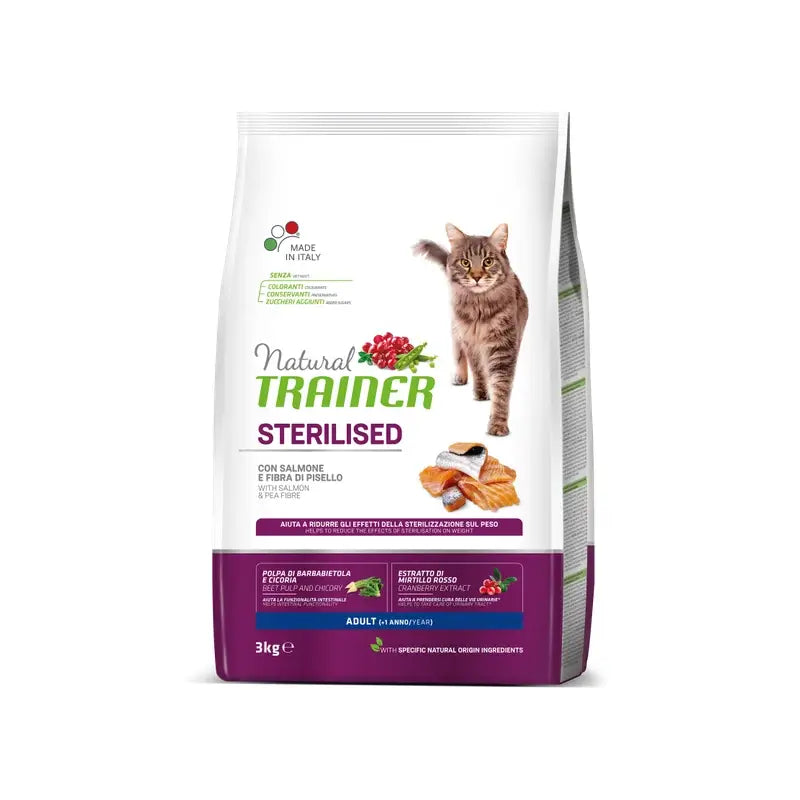 Salmão esterilizado adulto de treinador natural Felino 3 kg