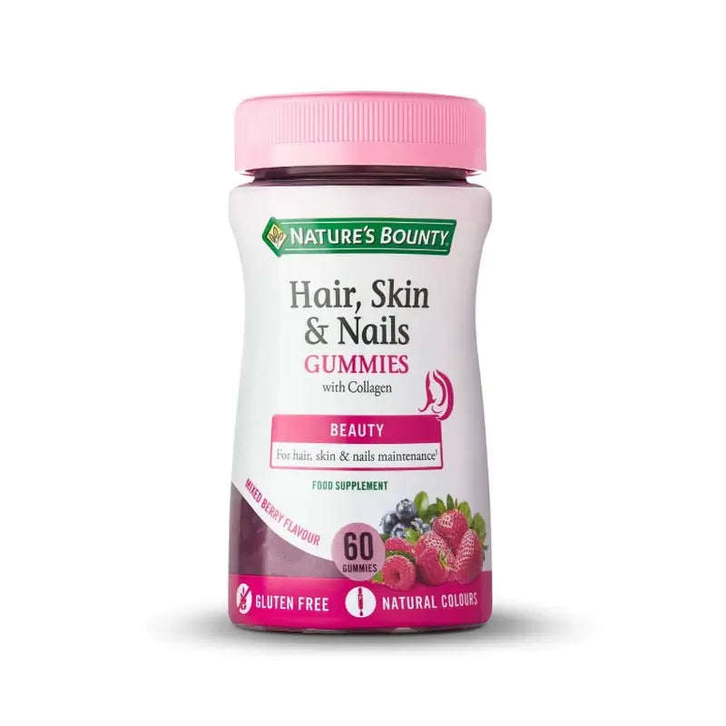 Nature's Bounty Gummies Cabelo, Pele e Unhas Gummies com Biotina e Colagénio, 60 Gummies