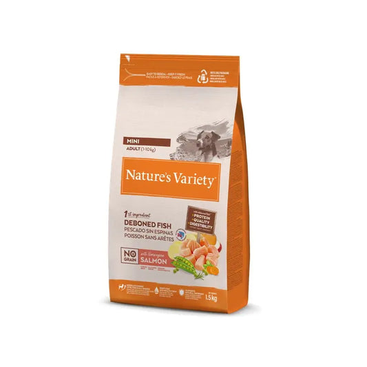 Variedade da Nature's Variety Canine Adult Original Mini Salmon 1,5 kg