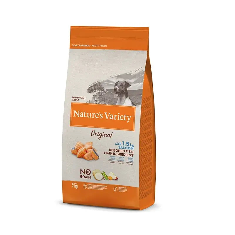 Variedade Natural Canina Adulto Original Mini Salmão Original, 7 kg, comida para cão