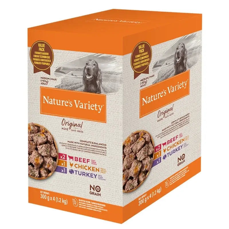 Nature'S Variety Canine Original Original Adult Pate Med Max Pack 4X300Gr, comida húmida para cão