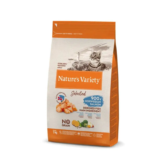 Nature'S Variety Feline Adult Selected Adult Sterilised Salmon 3Kg, alimento para gatos