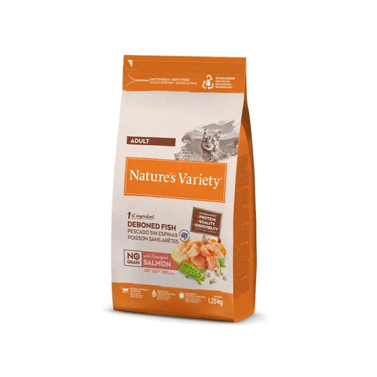 Variedade Nature'S Feline Adultos Selecção de Salmão Norueguês 1,25Kg, alimento para gatos