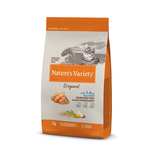 Variedade Nature'S Variety Original Adult Feline Neutered Salmon, 7 kg, alimento para gatos