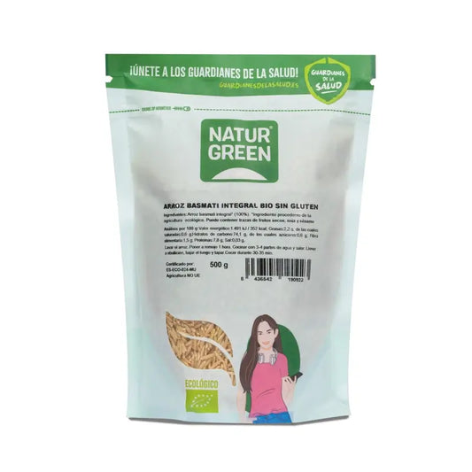 Arroz Basmati Castanho Biológico Naturgreen, 500 g