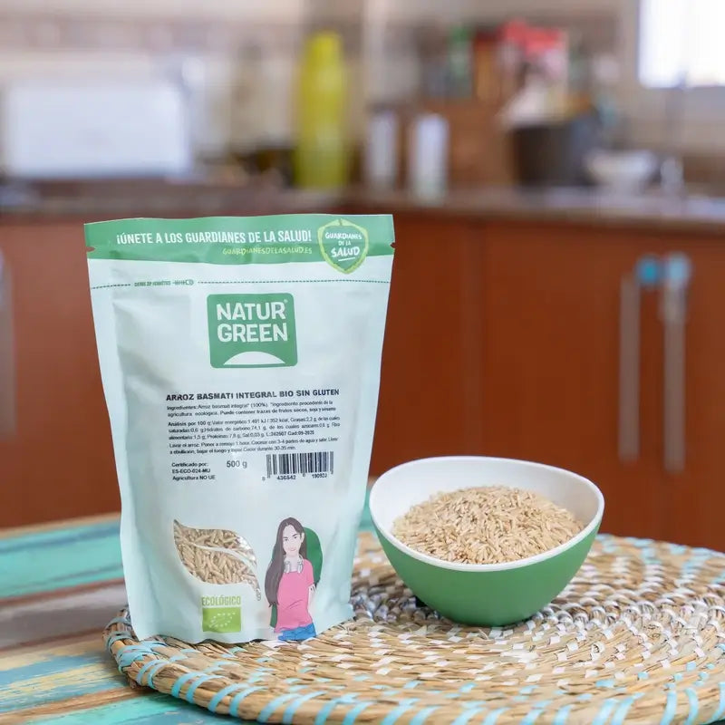 Arroz Basmati Castanho Biológico Naturgreen, 500 g