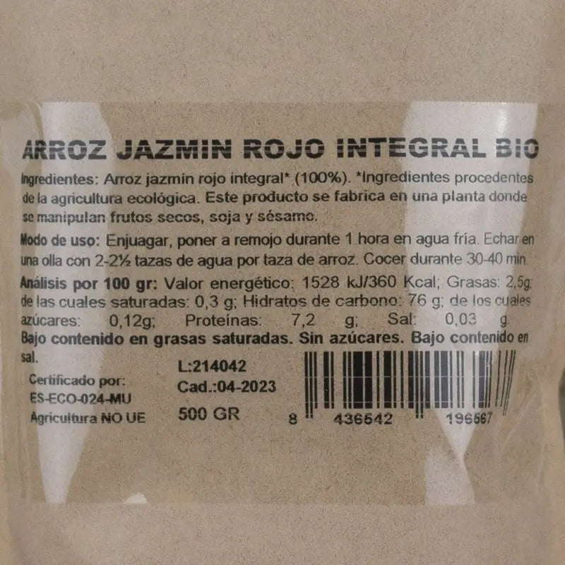 Naturgreen Arroz integral vermelho jasmim biológico, 500 g