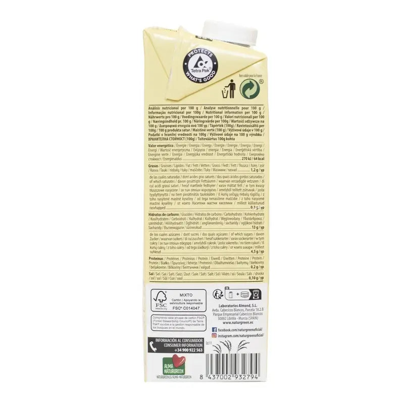 Naturgreen Arroz sem adição de açúcares Bio 1L, 1 l