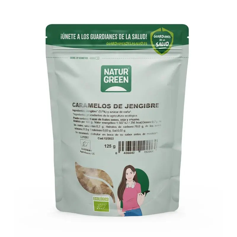 Rebuçados de gengibre Naturgreen, 125 G