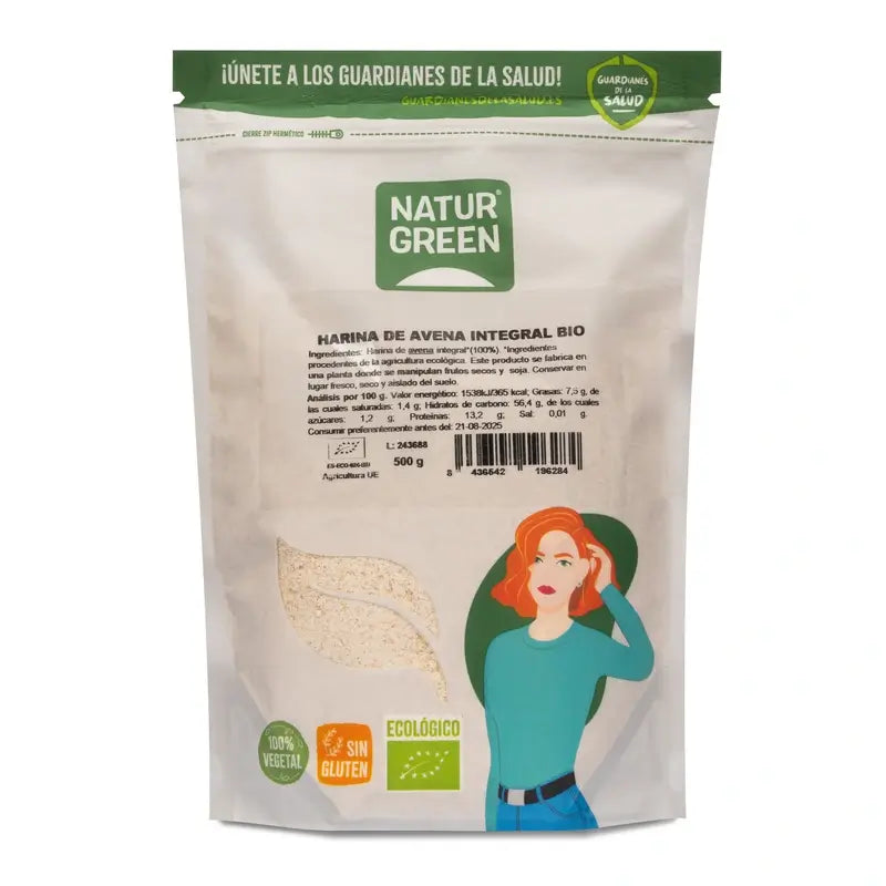 Farinha de Aveia Integral Naturgreen Sem Glúten, 500 g