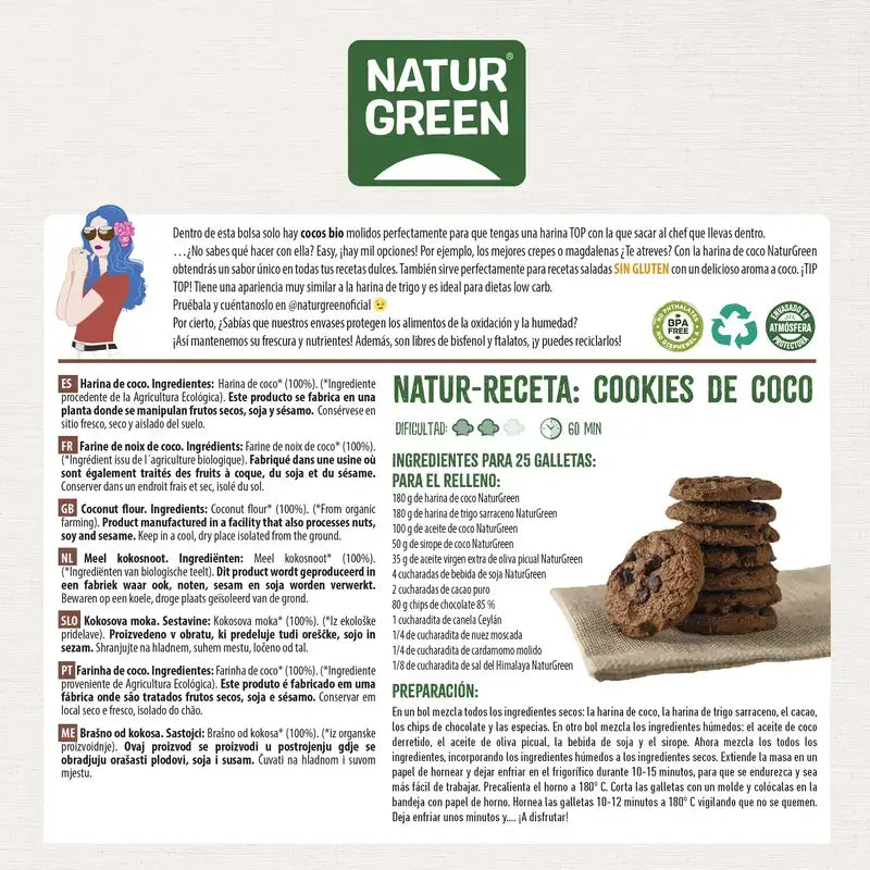 Farinha de coco Naturgreen, 500 g