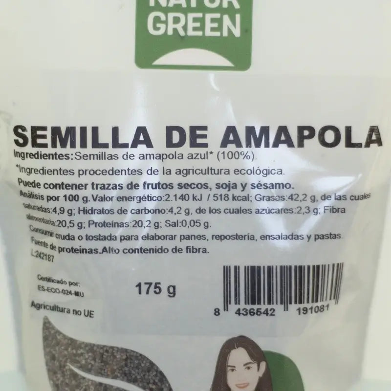 Naturgreen Sementes de Papoila Bio, 175 g