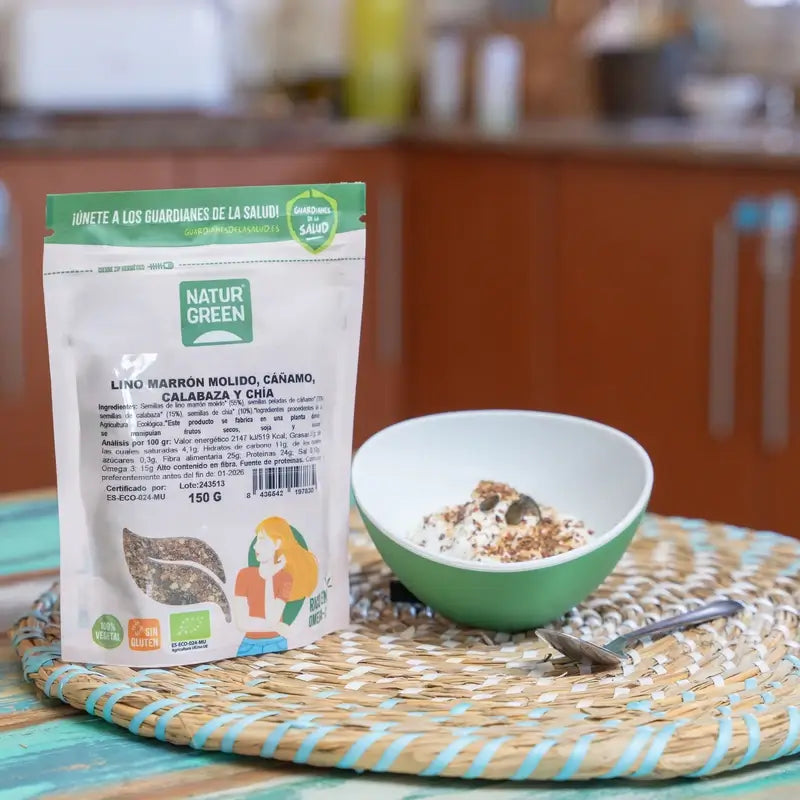 Naturgreen Sementes Biológicas de Linho, Cânhamo, Abóbora e Chia , 150 g