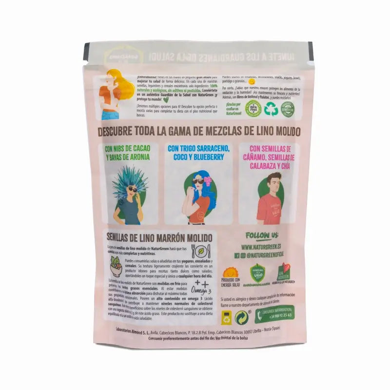 Naturgreen Sementes de Linhaça, Trigo Sarraceno, Coco, Mirtilo Bio, 225 g