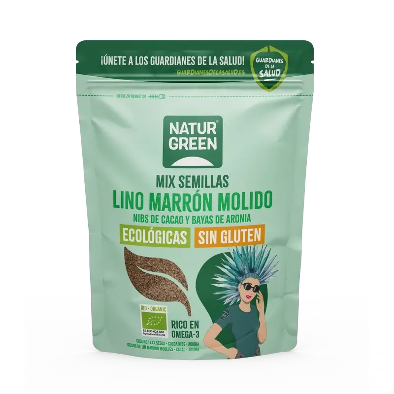 NaturGreen Sementes de Linhaça, Nibs de Cacau e Aronia Bio 150 g