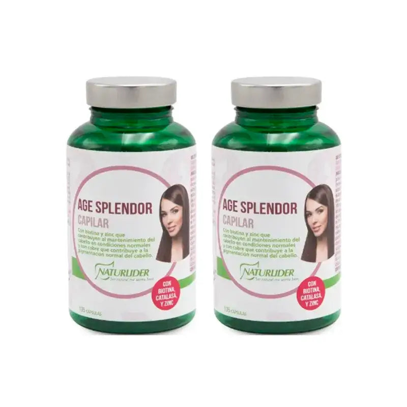 Naturlider Age Splendor Hair Splendor com Catalase Canalblock, Embalagem 2 x 135 Cápsulas
