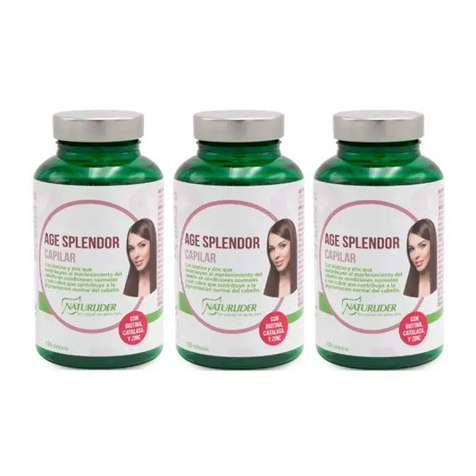 Naturlider Age Splendor Hair Splendor com Catalase Canalblock, Embalagem 3 x 135 Cápsulas