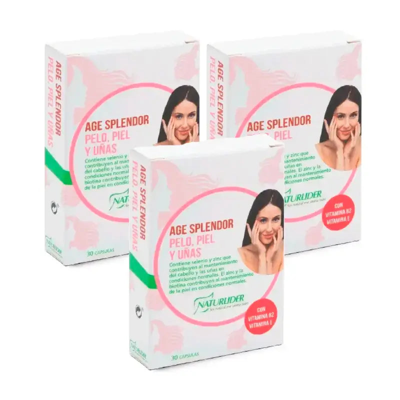 Naturlider Age Splendor Cabelo Pele Unhas, Embalagem 3 x 30 cápsulas