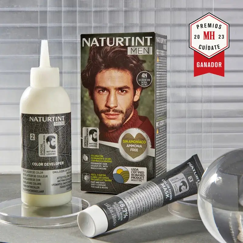 Naturtint Men Coloração permanente do cabelo e da barba para homem, sem amoníaco 1N - Preto