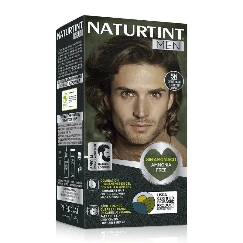 Naturtint Men Coloração Permanente do Cabelo e da Barba para Homem 5N - Castanho Claro