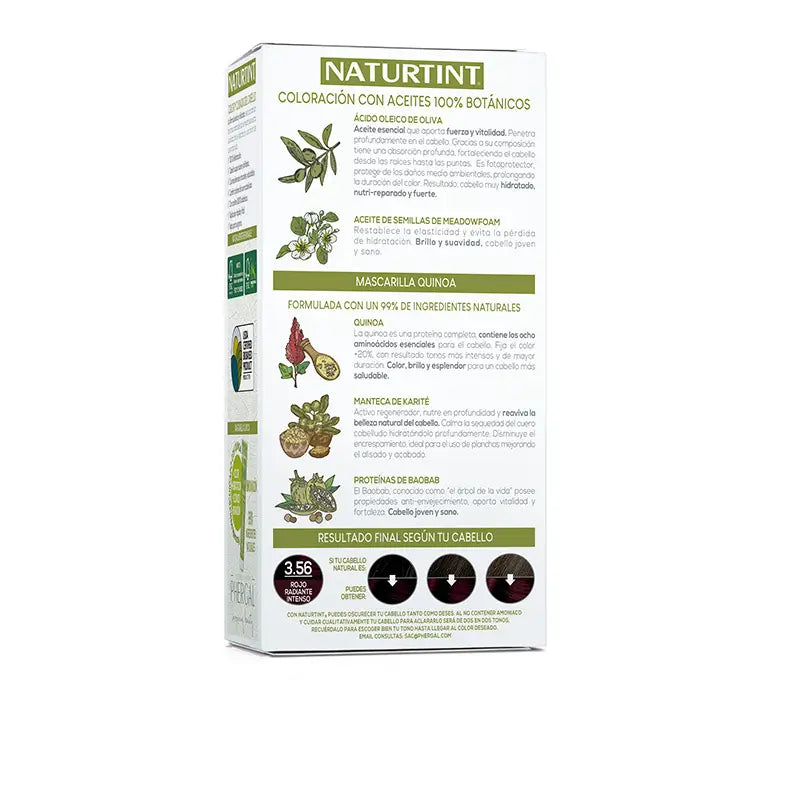 Naturtint Coloração Permanente Sem Amoníaco 3.56 - Vermelho Radiante Intenso
