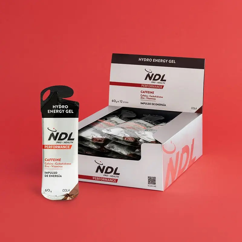 NDL Pro-Health Energy Gel Com Cafeína Sabor a Cola, Embalagem de 12x60 gramas