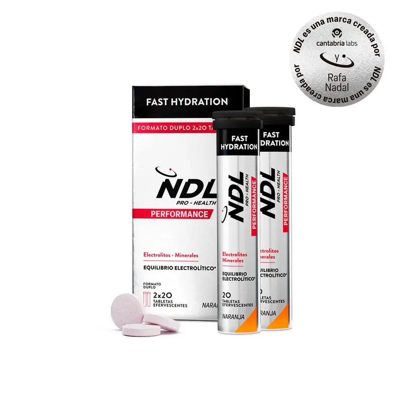 NDL Pro-Health Hidratação Rápida Comprimidos Efervescentes Laranja Pack 2, 40 Comprimidos