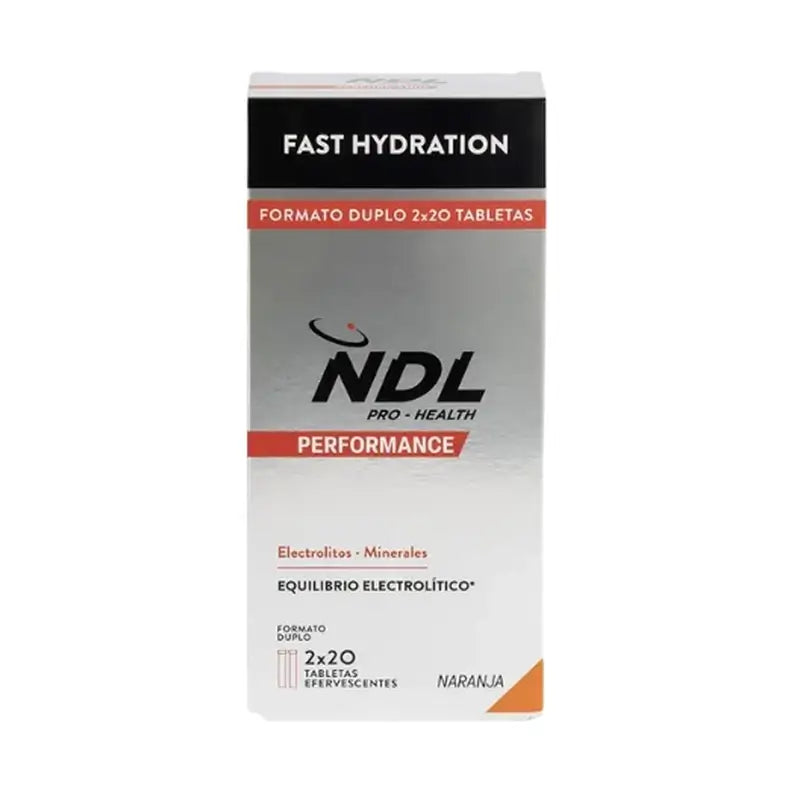 NDL Pro-Health Hidratação Rápida Comprimidos Efervescentes Laranja Pack 2, 40 Comprimidos