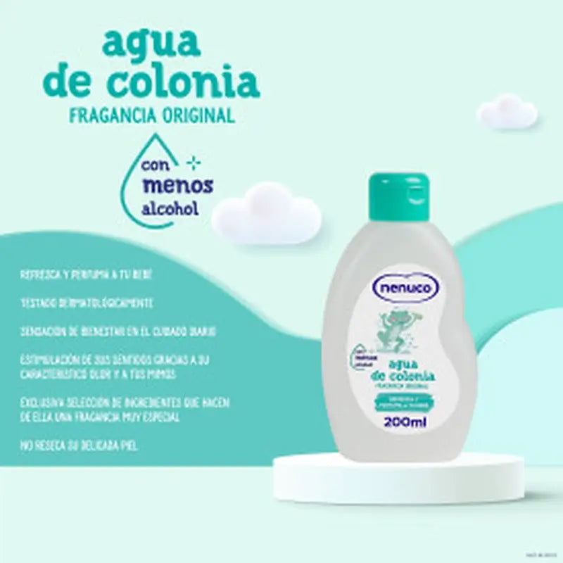 Saco de toilette de pano para bebé NENUCO com sabonete e Eau de Toilette, 2x200 ml.