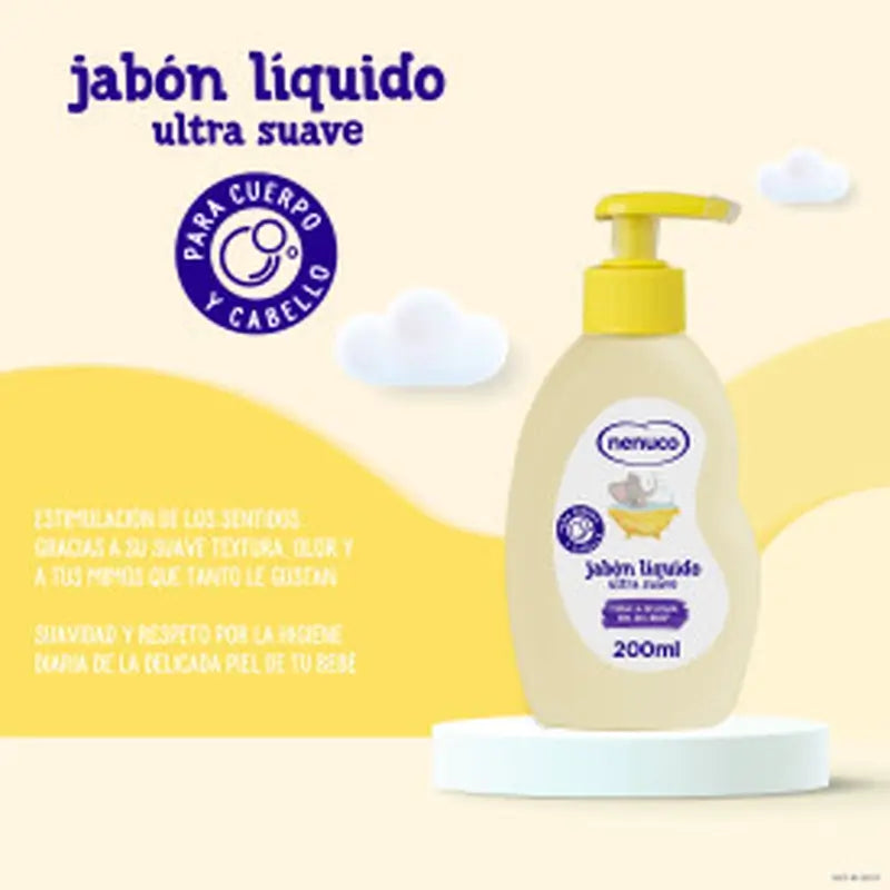 Saco de toilette de pano para bebé NENUCO com sabonete e Eau de Toilette, 2x200 ml.