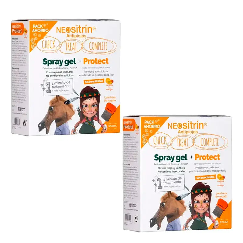 Neositrin Protection Pack + Spray Gel + Lendrera, Embalagem 2 unidades
