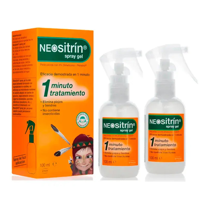 NEOsitrin® Spray de gel líquido anti-piolhos, embalagem de 2 x 100 ml