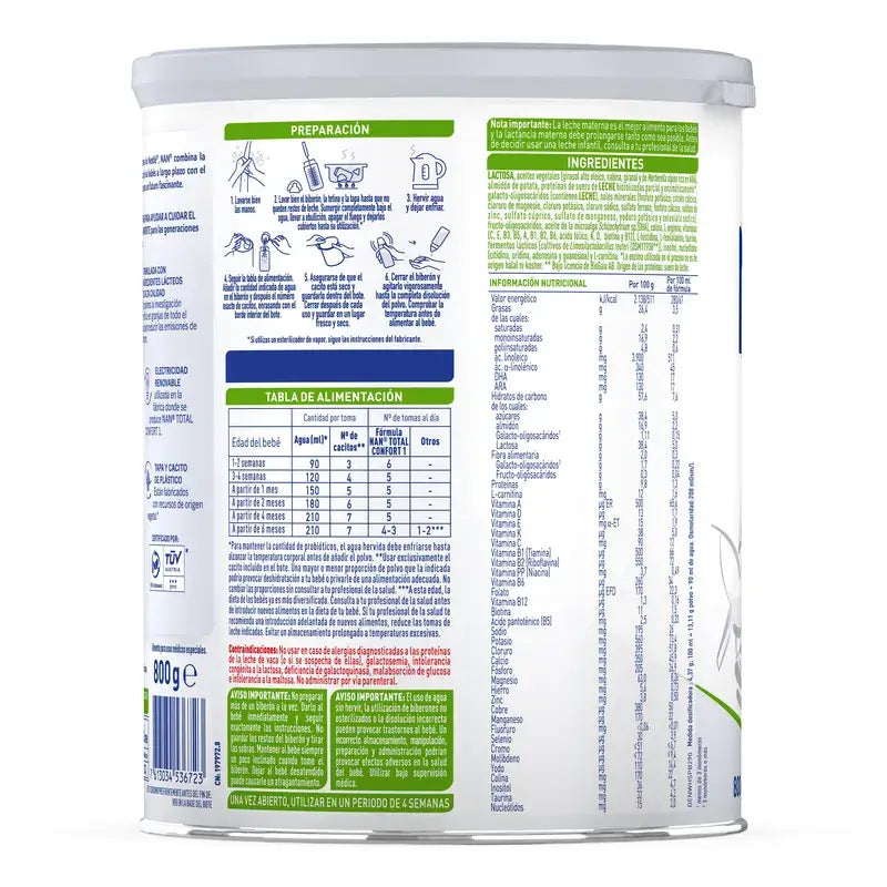 Leite para bebés Nestlé Nan Total Comfort 1, 800g