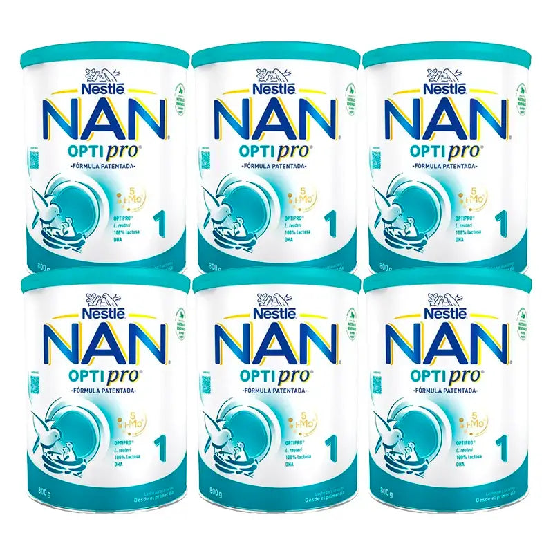 Leite inicial Nestlé Nan Optipro 1, 6x800 g