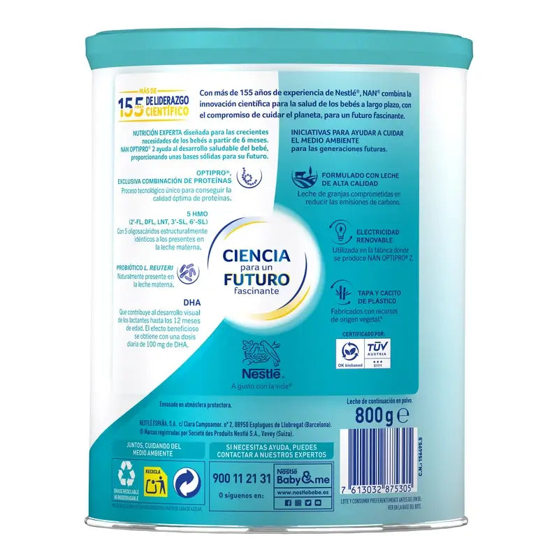 Leite em pó Nestlé Nan Optipro 2, 800g