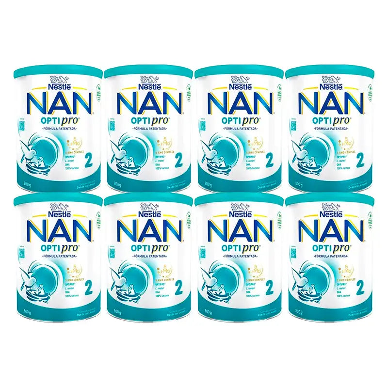 Nestlé Nan Optipro 2 Fórmula de leite, 8X800 g