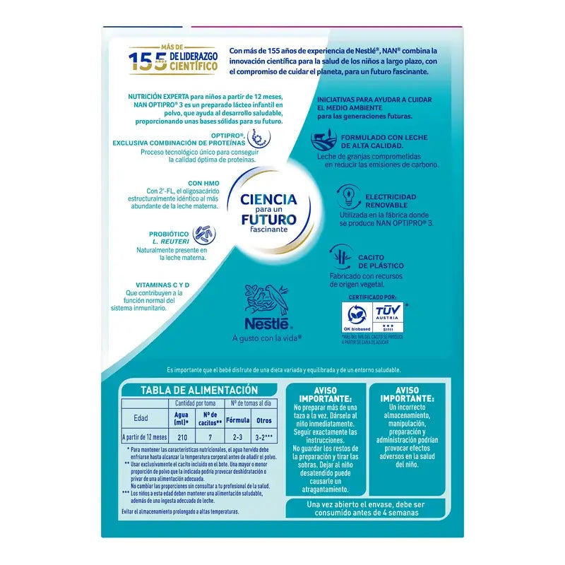 Leite para Crescimento Nestlé Nan Optipro 3, 1200g