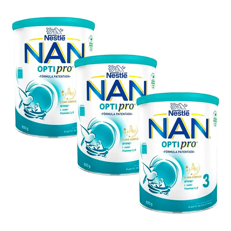 Leite para crescimentos Nestlé Nan Optipro 3, 3x800 g