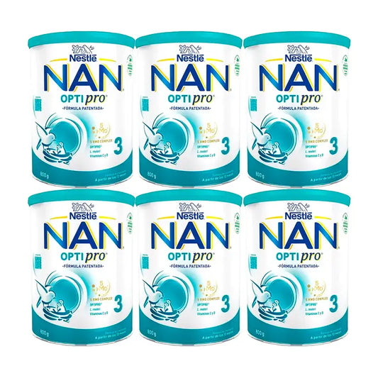 Leite para crescimentos Nestlé Nan Optipro 3, 6x800 g