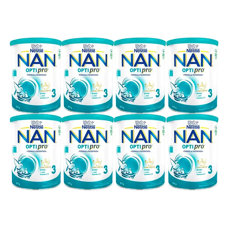 Leite para Crescimento Nestlé Nan Optipro 3, 8X800g